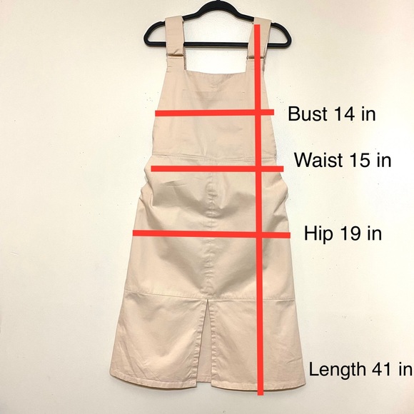 LADO bASiC overall dress CREAM color has elastic back waistband & Velcro straps - Picture 3 of 10